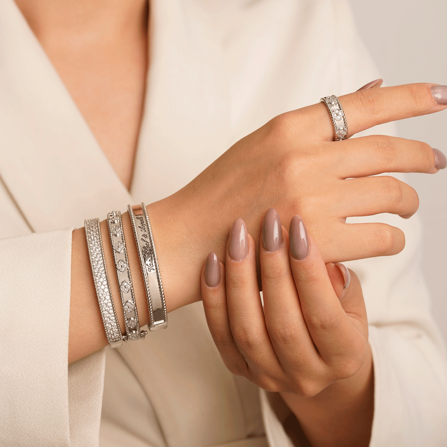 تصویر ست ترندی دستبند پر گل سیلور