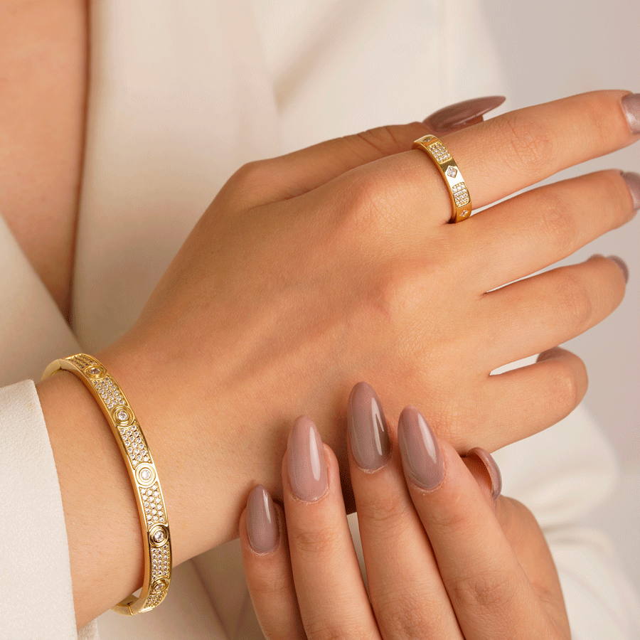 تصویر ست ترندی دستبند فول نگین کارتیر