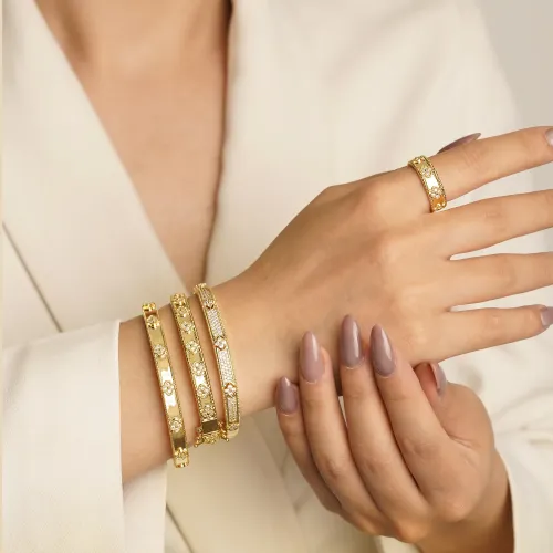 دستبند النگویی ونکلیف TRENDY نگین دار طلایی