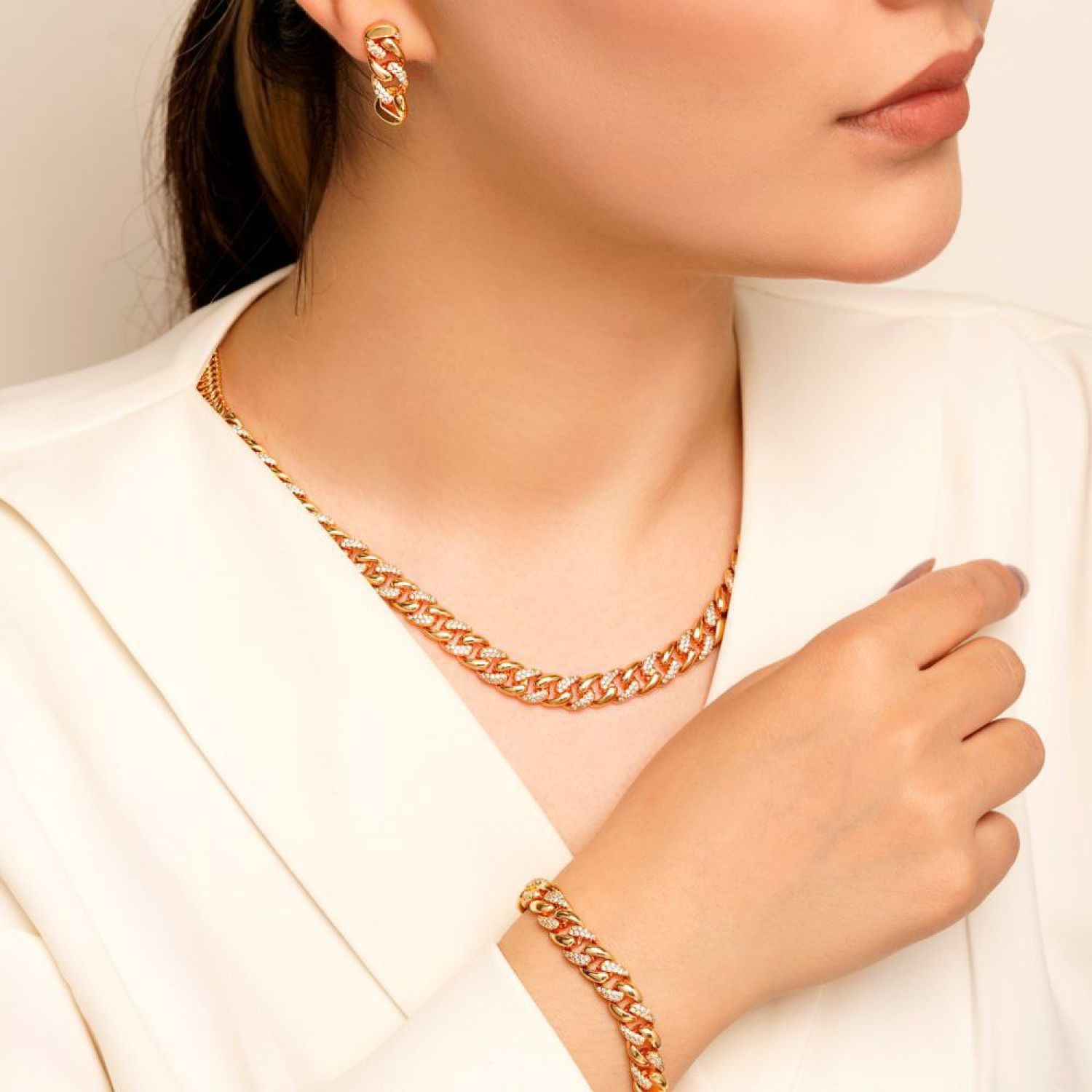 سرویس YSX کارتیر (Cartier) نگین دار طلایی
